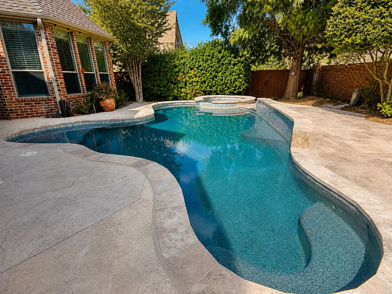 Freeform backyard pool, DFW-area home