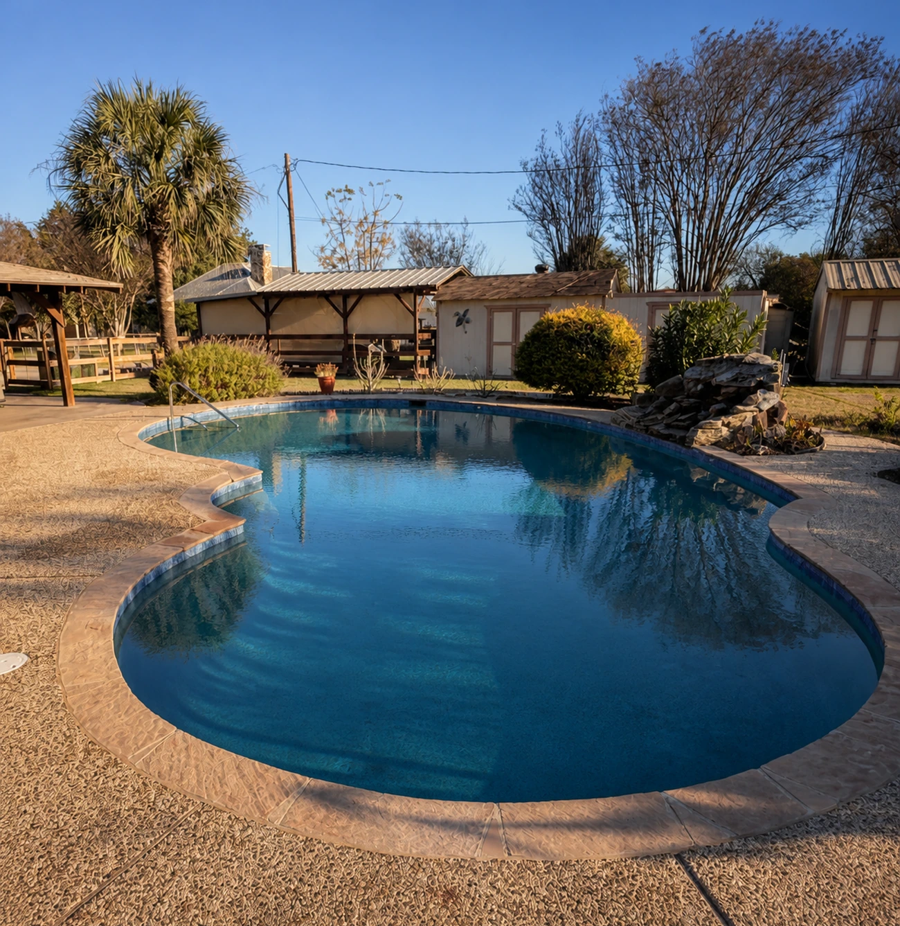 Backyard pool with raised spa