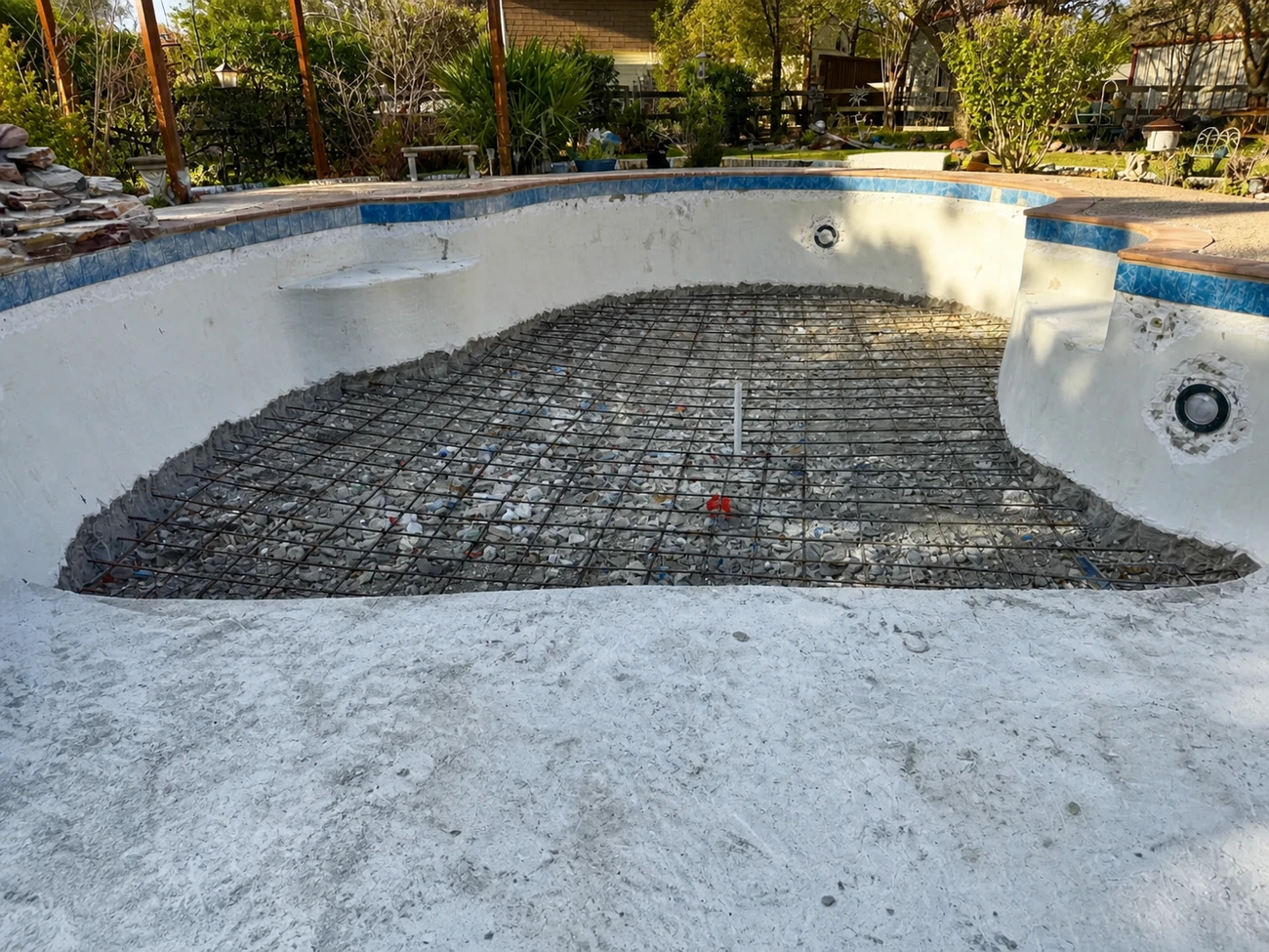 Renovation in progress: shell prep before replaster